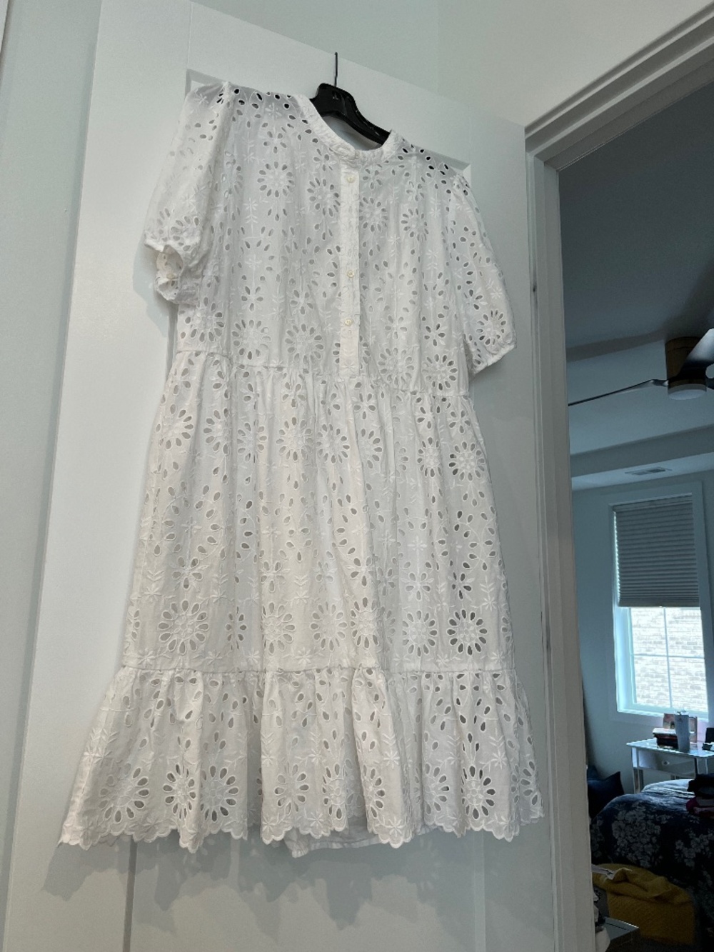 J. Crew White Eyelet Midi Dress